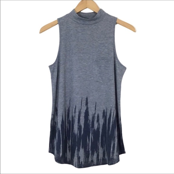 Loveriche Sleeveless High Neck Top Size S Blue Tie Dye Look Long Length NWT - Picture 2 of 8